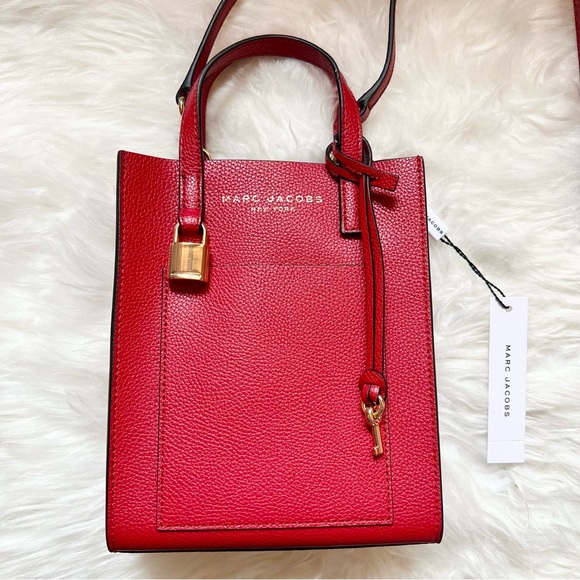 Marc Jacobs Handbags - New! MARC JACOBS Micro Grind Leather Tote Bag in Savvy Cherry Red